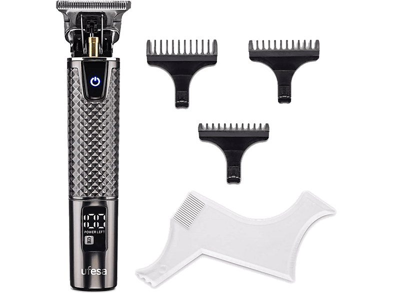 Cortapelos - Ufesa LCD CP Razor Fade, Autonomía de 150 min, 3 Peines fijos, Con y sin cable, Corte precisión 40 mm, Negro