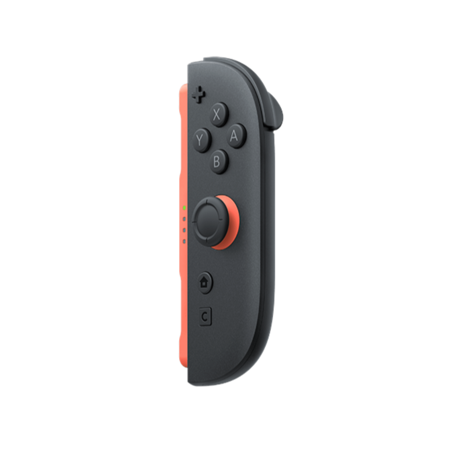 A grey and orange Nintendo Switch Joy-Con controller.