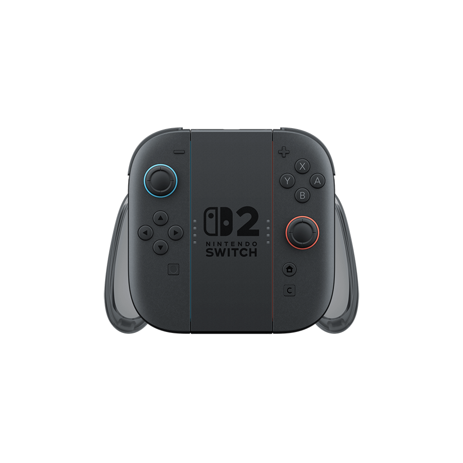 Zwarte Nintendo Switch controller met rode en blauwe knoppen.