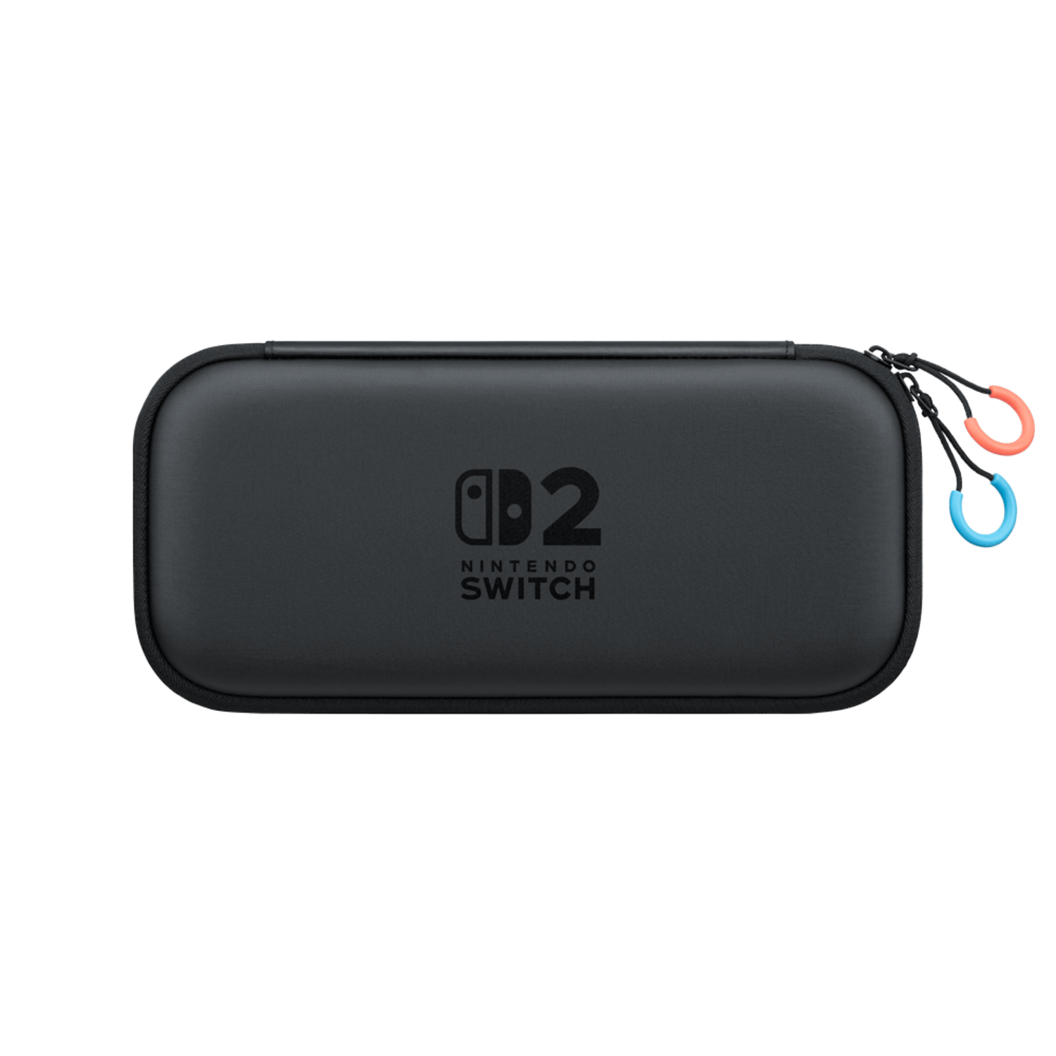 Een zwarte Nintendo Switch-hoes met het Switch-logo en twee gekleurde ritstrekkers.