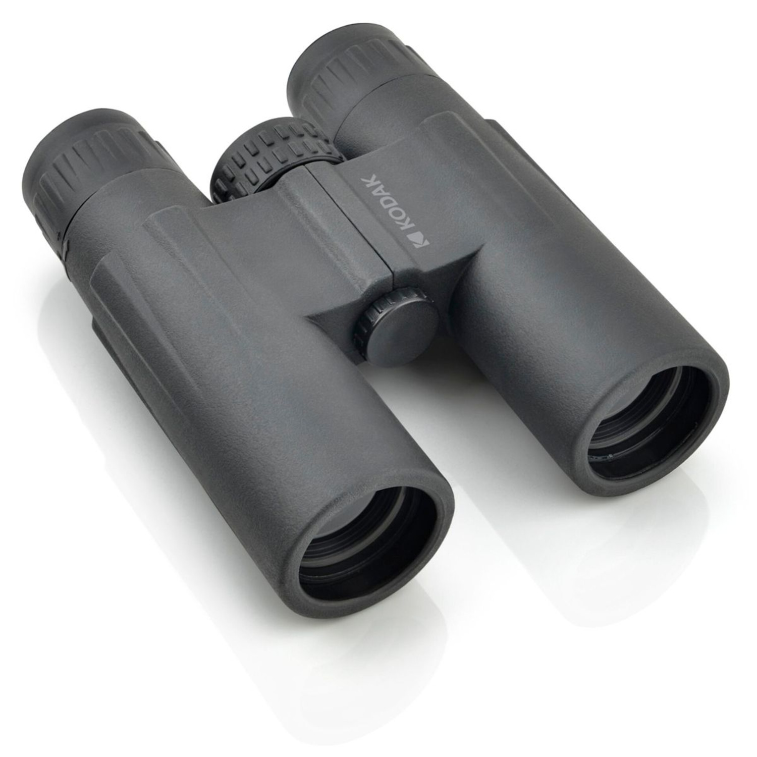 Black binoculars with the Kodak logo on the side, resting on a white surface.