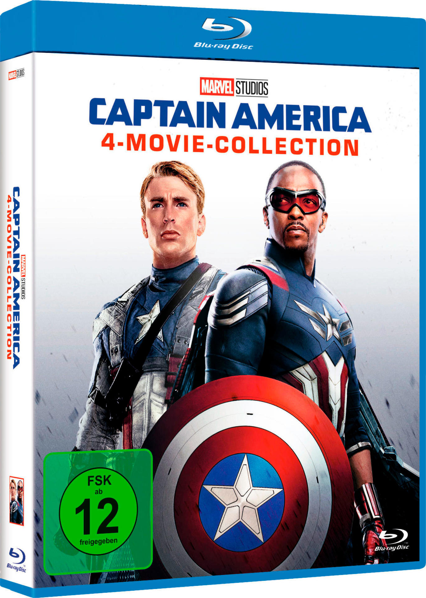 Blu-ray-Box-Set von Captain America 4-Movie Collection, mit Schauspielern.