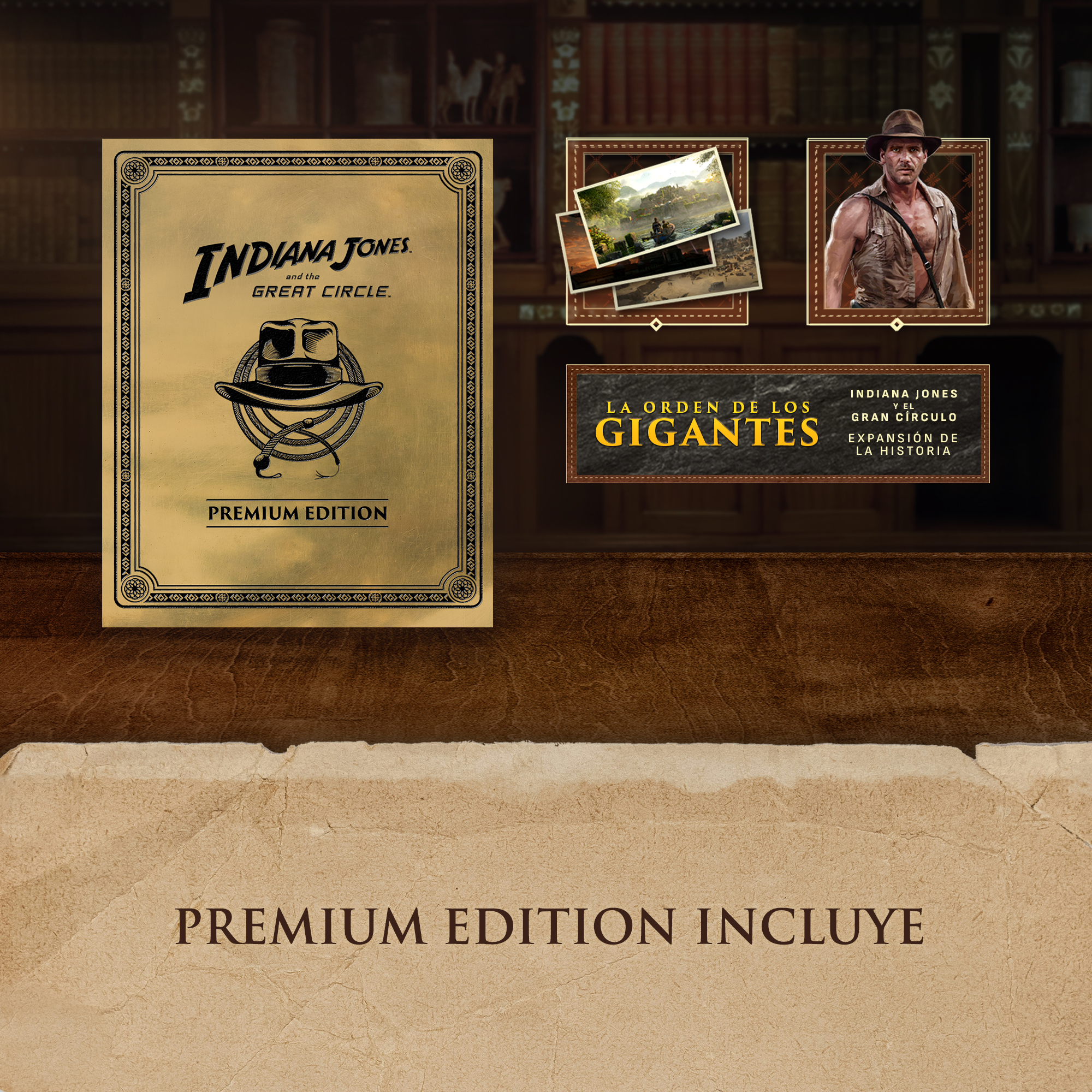 Una caja de juego de Indiana Jones con imágenes y texto sobre el juego.