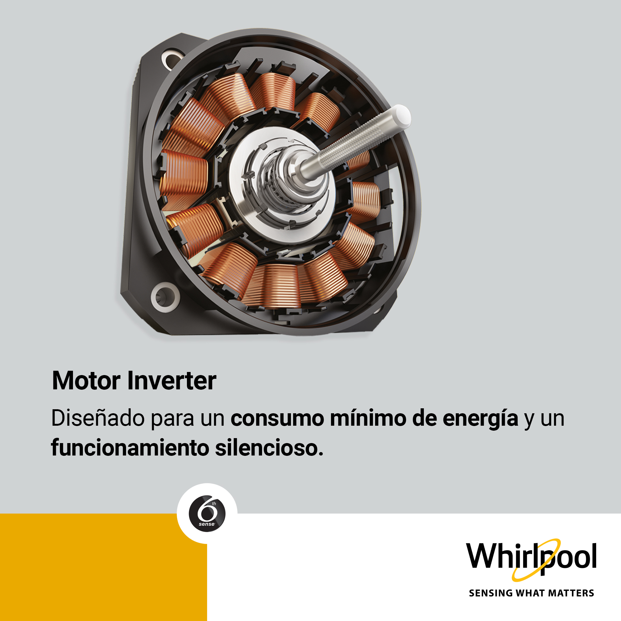 Motor Inverter. Imagen del núcleo del motor con bobinas de cobre. Fondo blanco.
