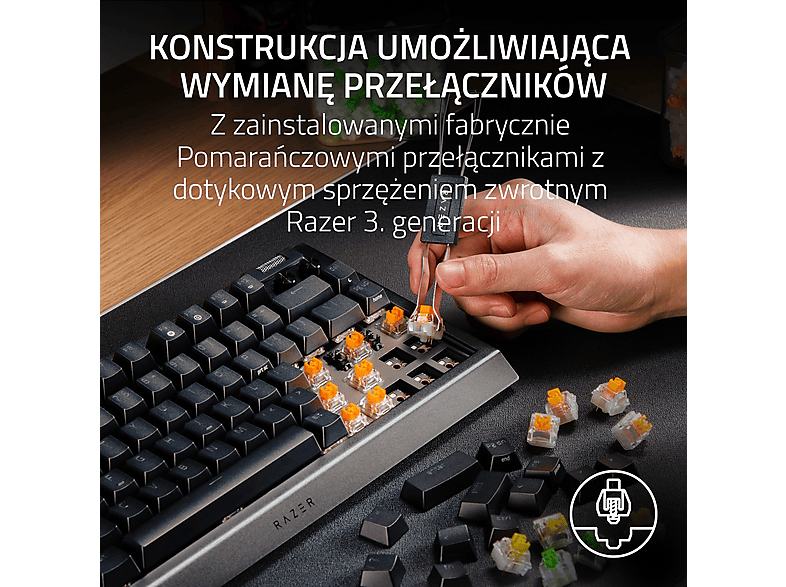 Razer BlackWidow V4 75% ISO Orange Switch Czarny – zdjęcie 2