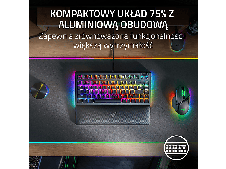 Razer BlackWidow V4 75% ISO Orange Switch Czarny – zdjęcie 3