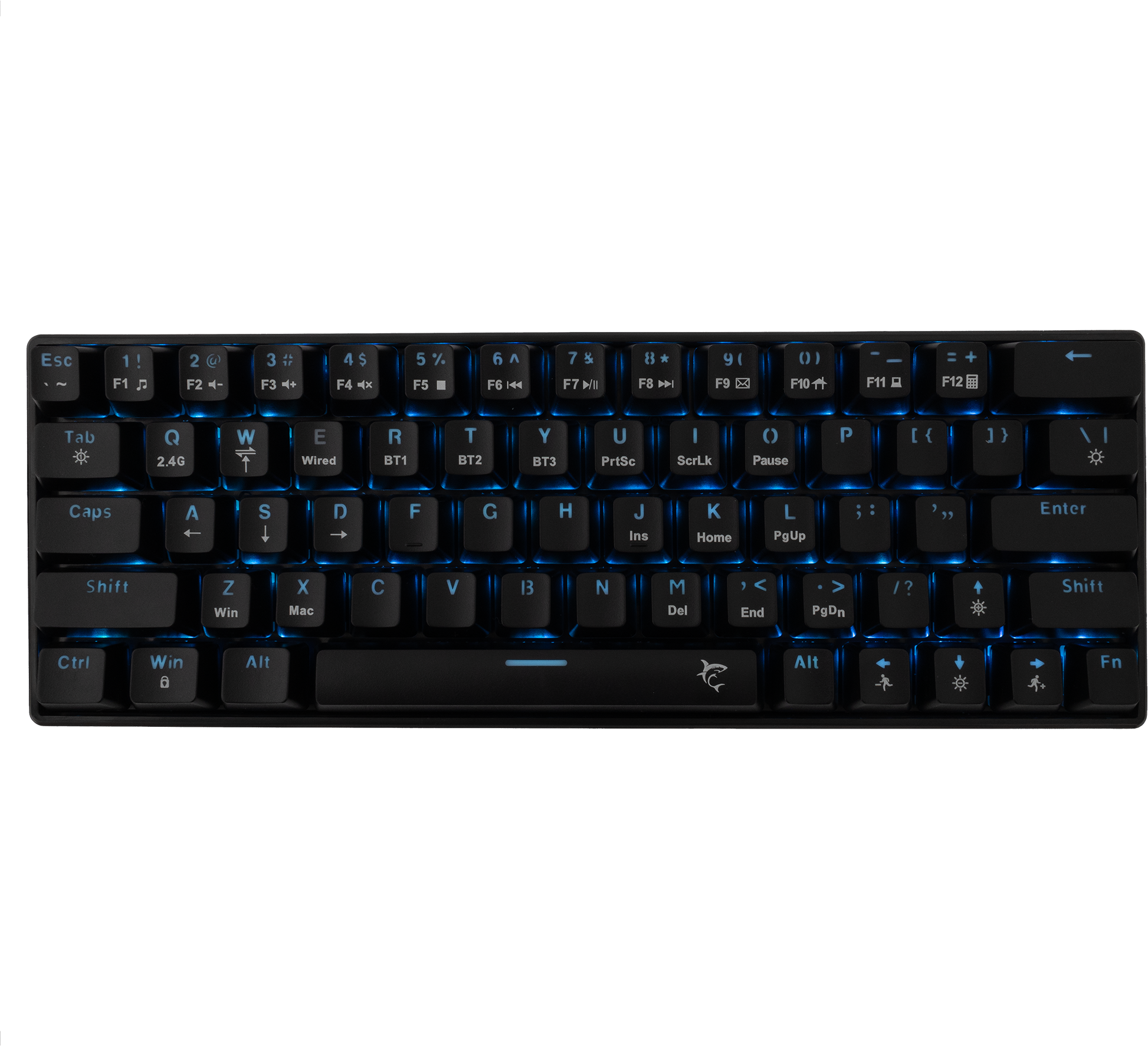 WHITE SHARK KAIKEN vezeték nélküli TKL billentyűzet, piros mechanikus kapcsolók, Angol, fekete (GK-003111B/R-US)