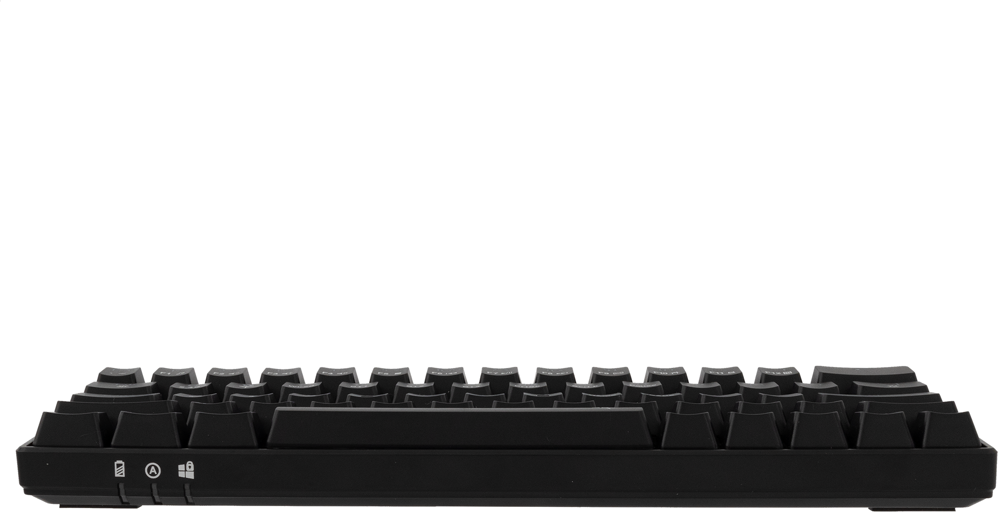 Fekete mechanikus billentyűzet, látható gombok, Windows és Alt billentyű szimbólumokkal.