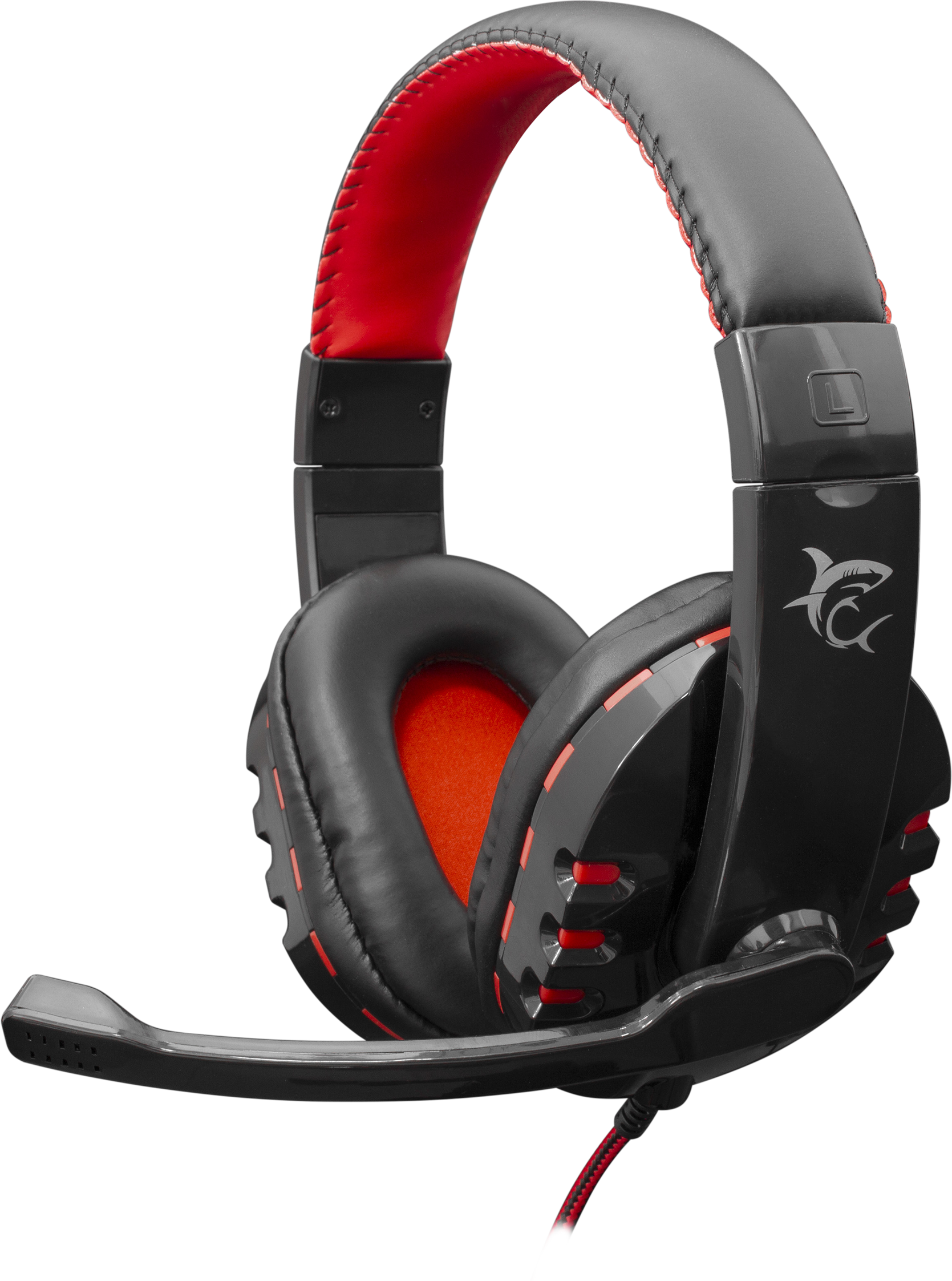 Fekete és piros gamer fejhallgató mikrofonnal.