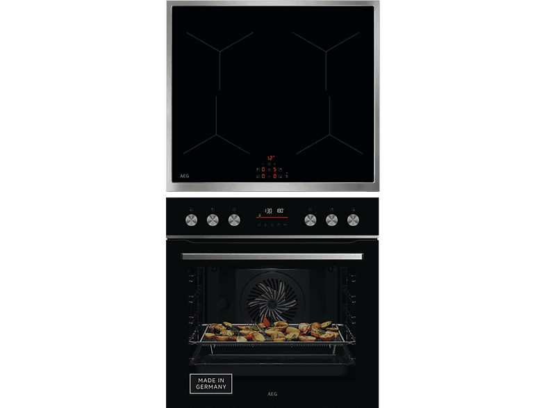 AEG OA5PE42AB+OIX64A00XB 5000 SurroundCook® Herdset inkl Kochfeld (Induktion, A+, 71 l, SteamBake, Pyrolytische Selbstreinigung)