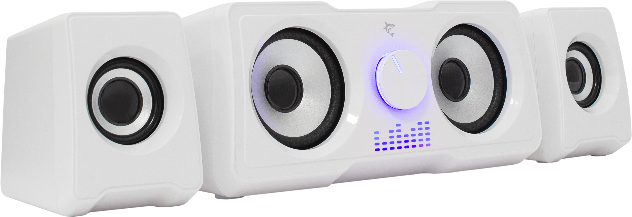 WHITE SHARK MOOD sztereó hangszóró, 2.2, össz.16W, LED, 3,5mm jack + USB tápellátás, fehér (GSP-968W)