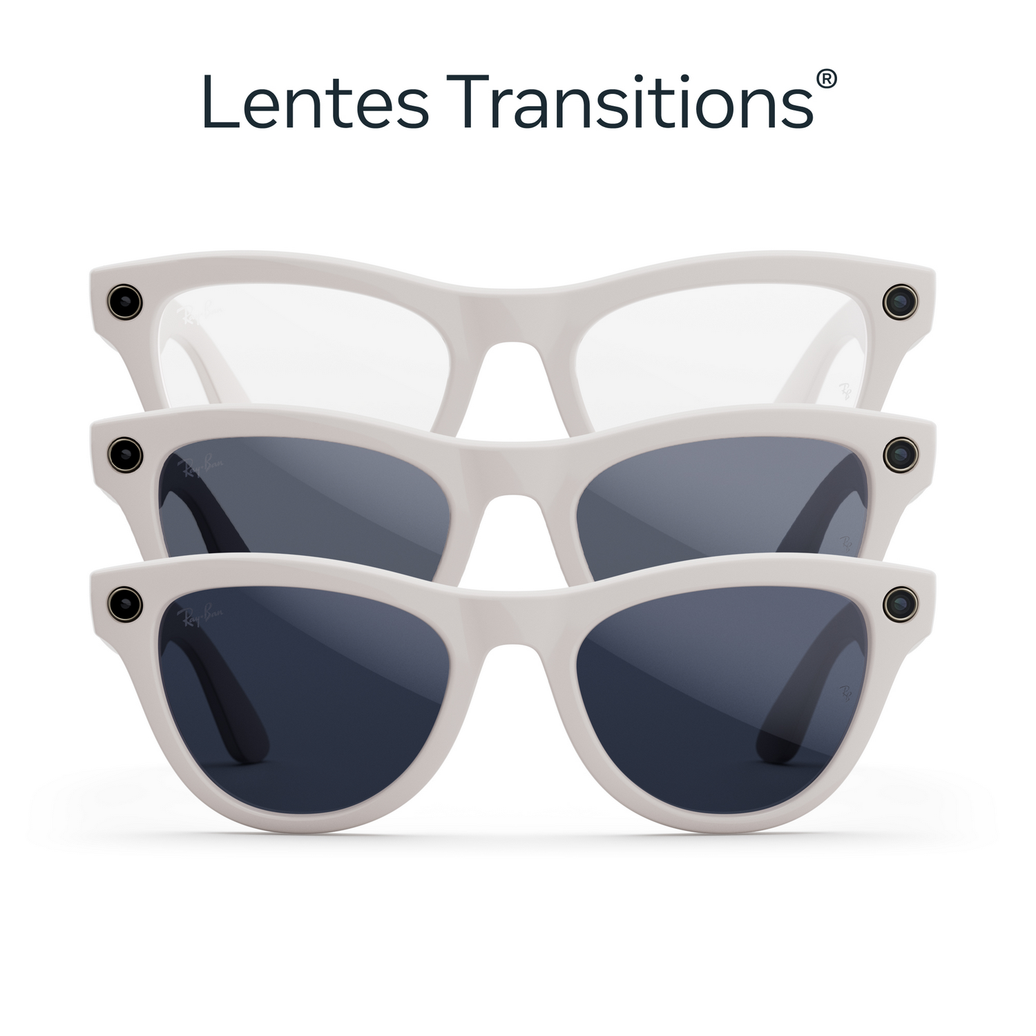 Tres pares de gafas de sol Ray-Ban con diferentes lentes.