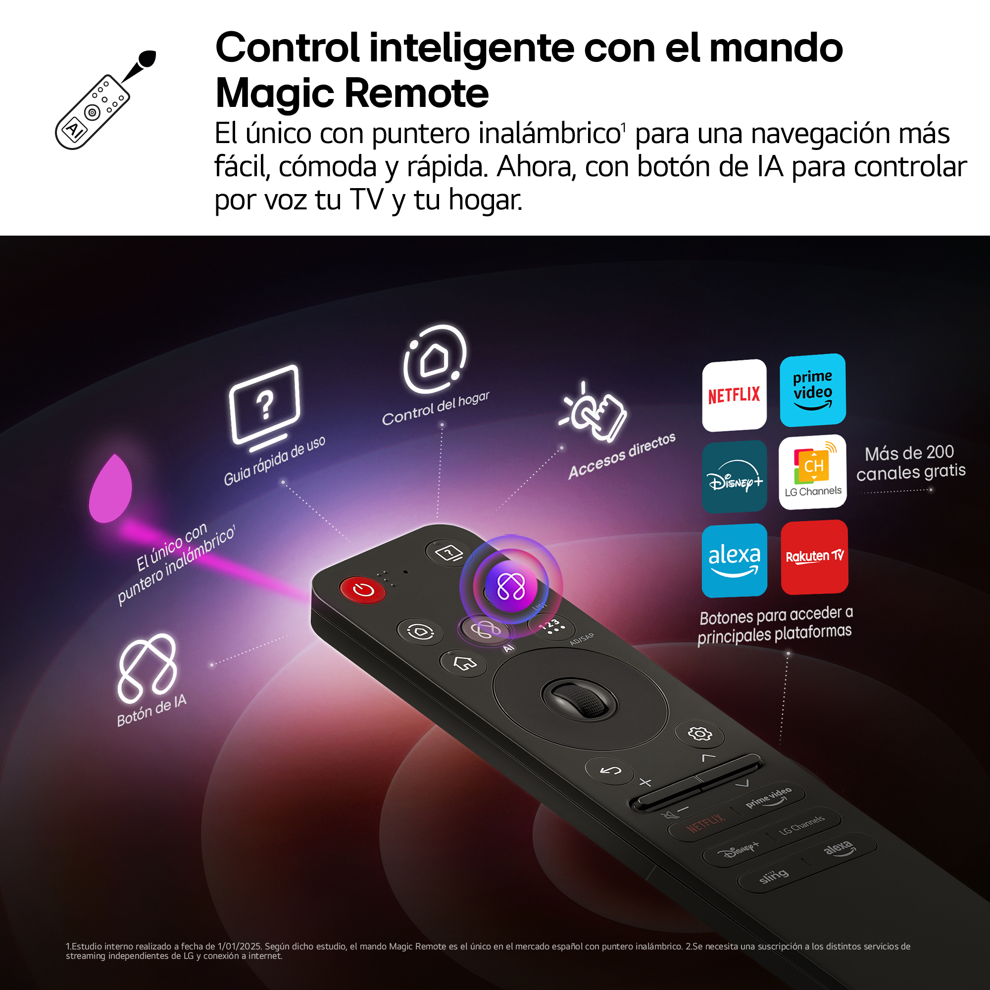 Texto sobre LG webOS, con dos insignias de premio.