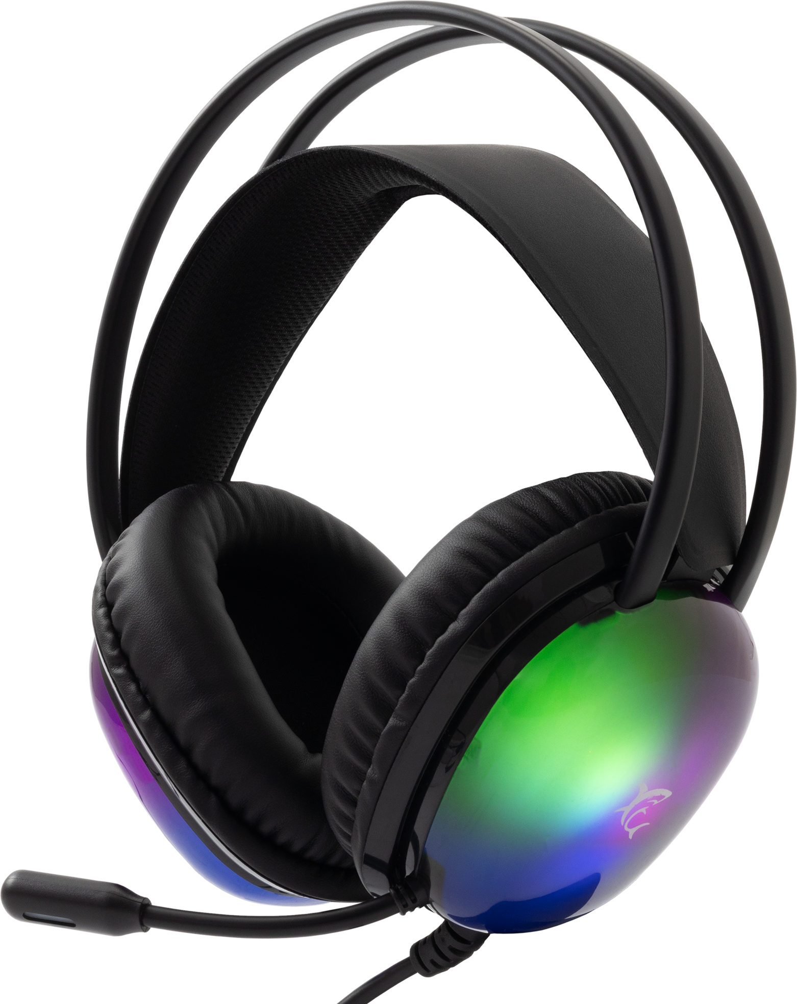 WHITE SHARK PEACOCK fejhallgató mikrofonnal, RGB, 3,5mm jack, 4 PIN, USB tápellátás, fekete (GH-2444B)