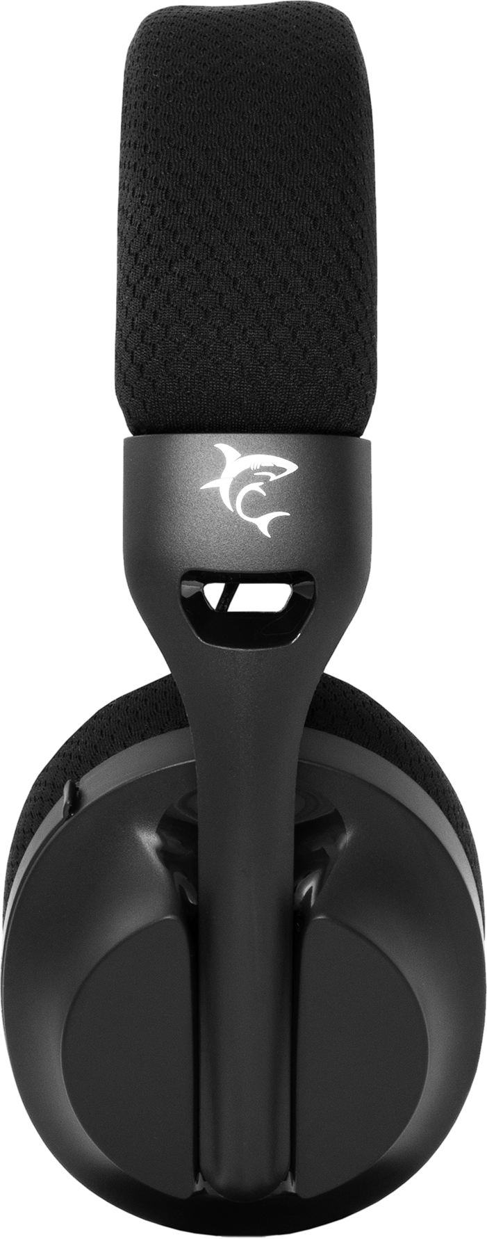 Fekete gaming headset mikrofonnal, felülnézet.