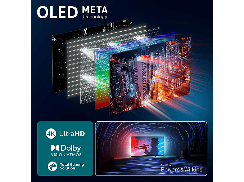 PHILIPS 77OLED910/12 OLED+ Ambilight TV (Flat, 77 Zoll / 194 cm, UHD 4K, SMART TV, Ambilight)