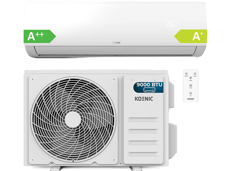 Aire acondicionado Split 1 x - KOENIC EU01_109931, 2250 fg/h, Inverter, Temporizador, Función ECO, Blanco