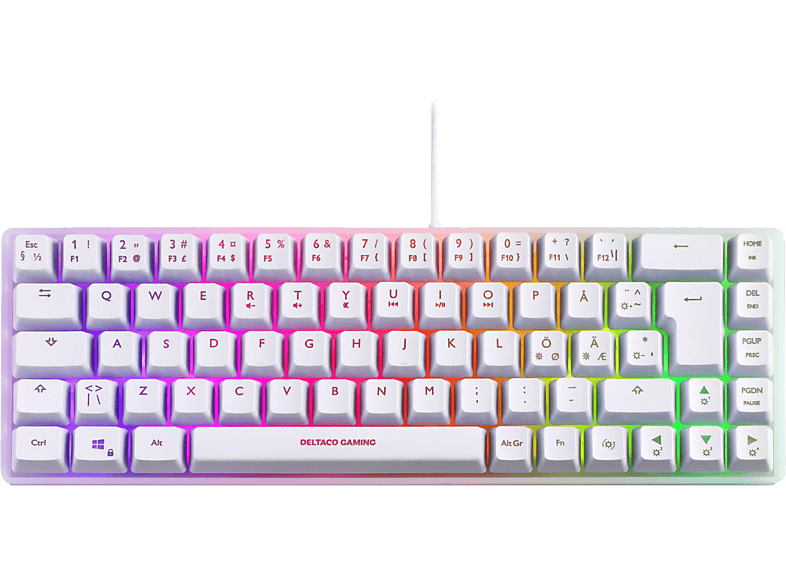 DELTACO WK70 RGB CH, Gaming-Tastatur, Mecha-Membran, Kabelgebunden, Weiss