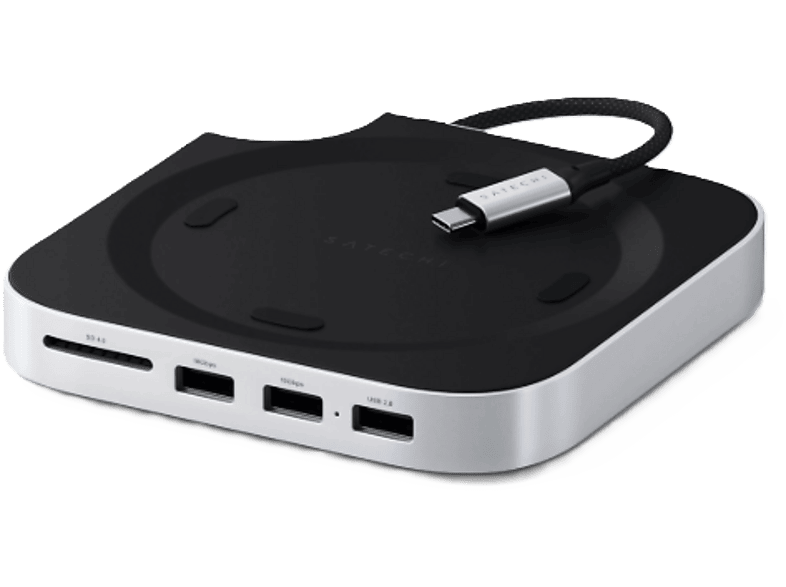 Satechi Mac Mini M4 Stand & Hub mit SSD Enclosure, Silber; Untersatz für Mac Mini M4