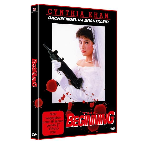 DVD-Cover: Frau im Hochzeitskleid mit einer Pistole, betitelt 'The Beginning'.
