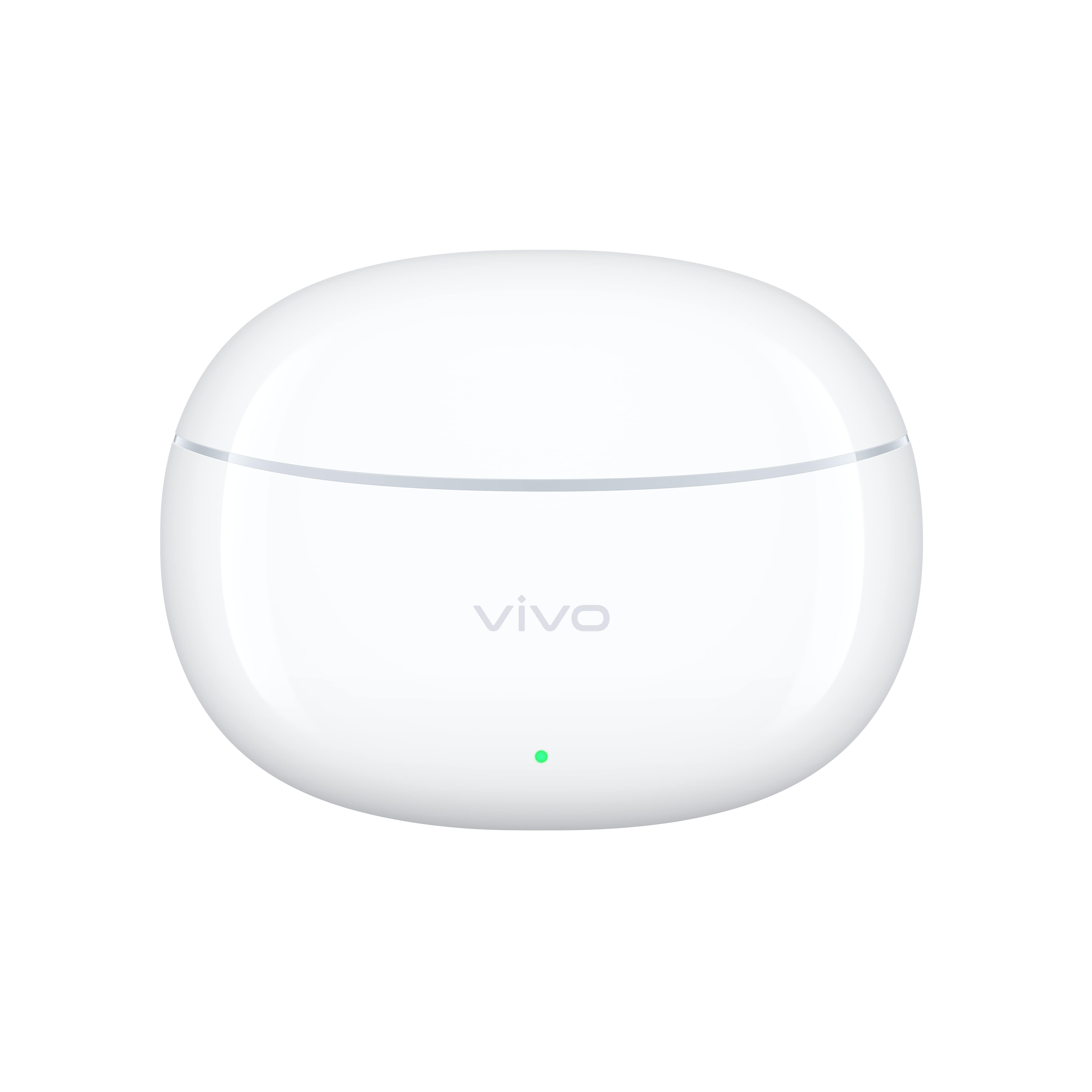 Üzerinde 'vivo' yazan beyaz, oval şeklinde bir şarj kutusu.