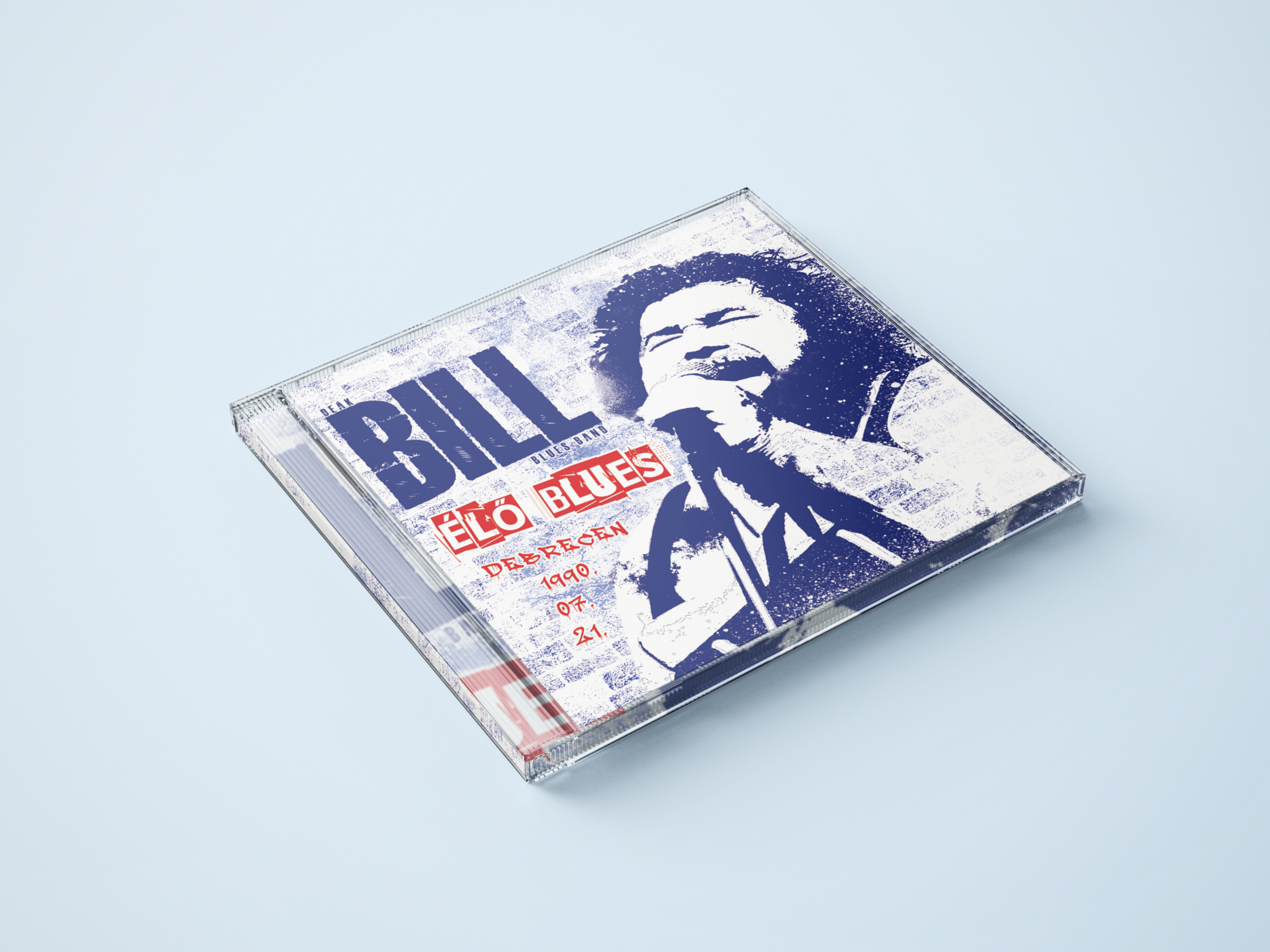 CD-tok egy éneklő férfi képével, a "Bill ELO Blues" címmel és kék háttérrel.