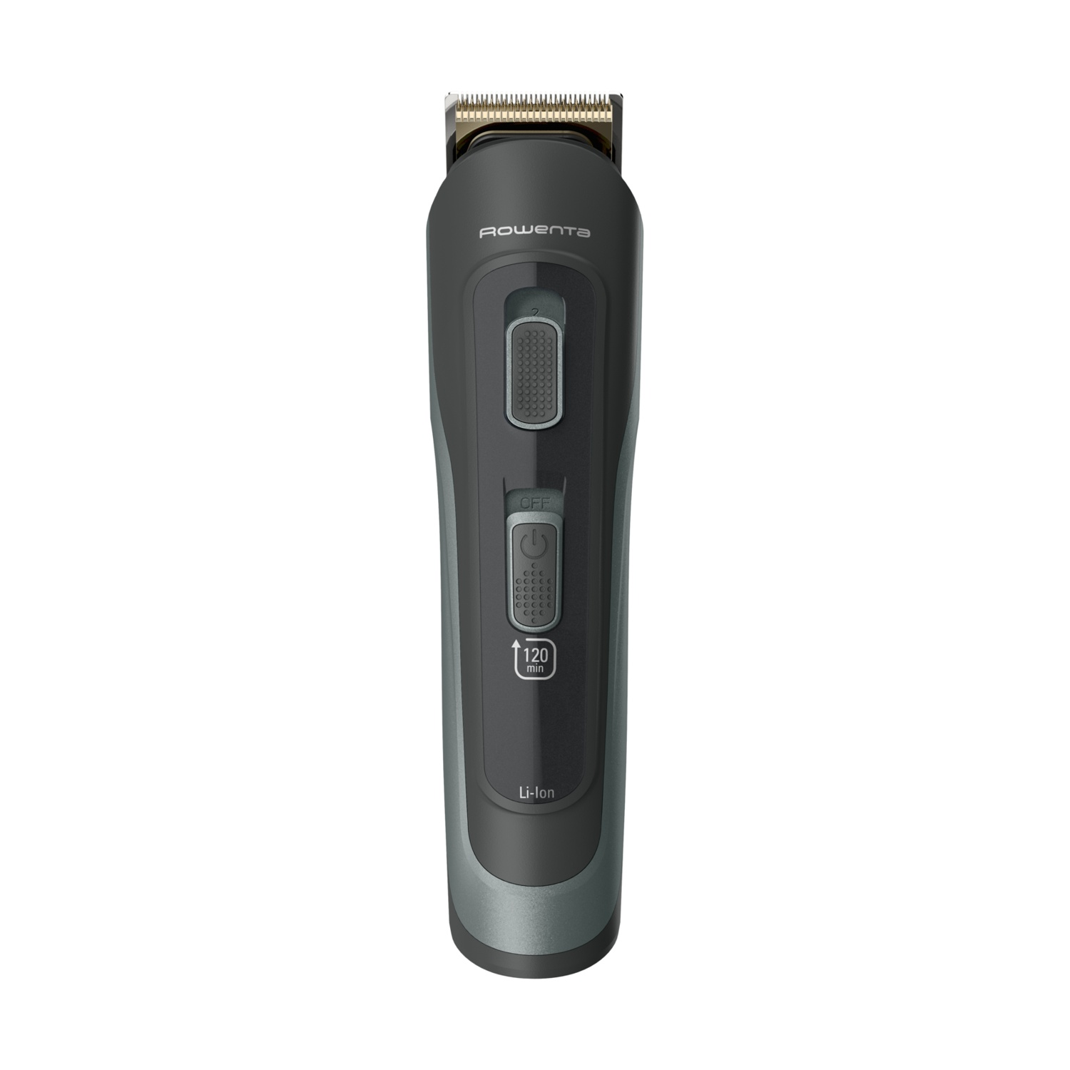 Un tagliacapelli elettrico nero e grigio.