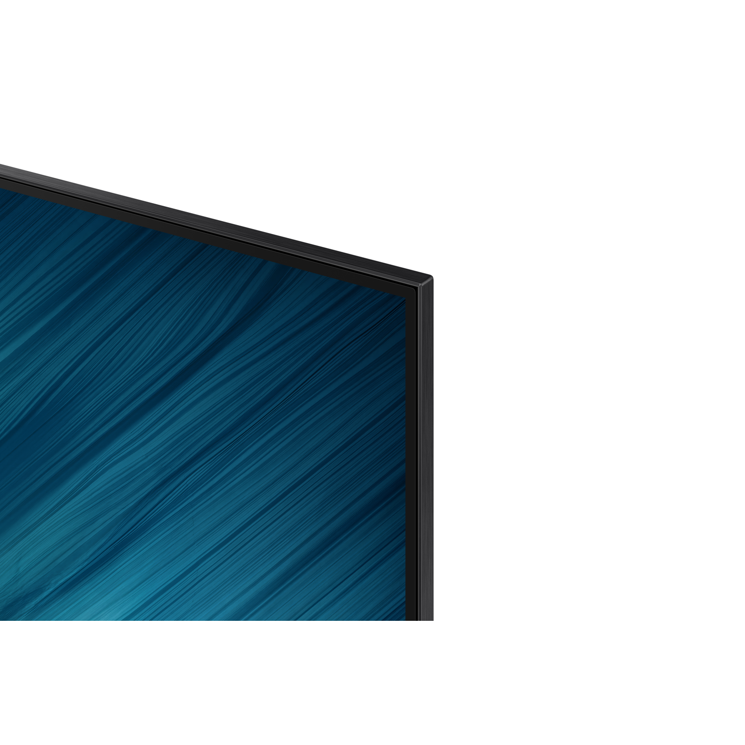 Close up of the TV screen. The image shows abstract art.