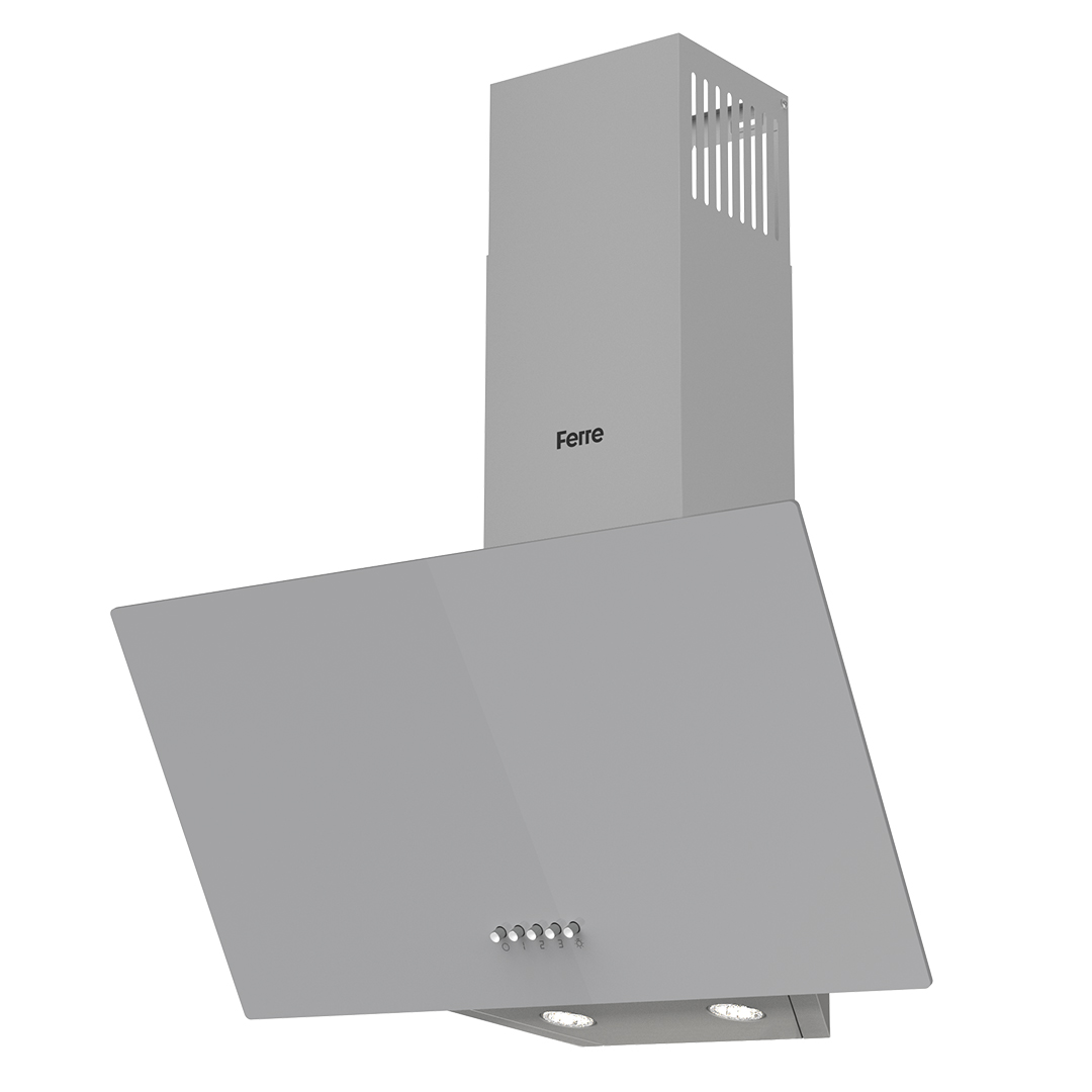 FERRE D088 Tek Camlı Tuşlu 60 cm Duvar Tipi Davlumbaz Gri