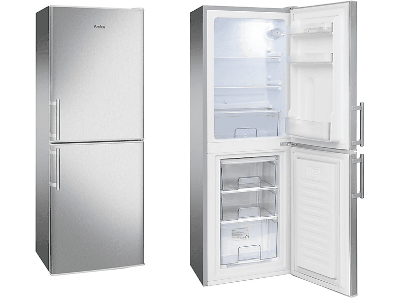 AMICA KGC 384 110 E Kühlgefrierkombination (C, 138 l, 1480 mm hoch, Edelstahl)