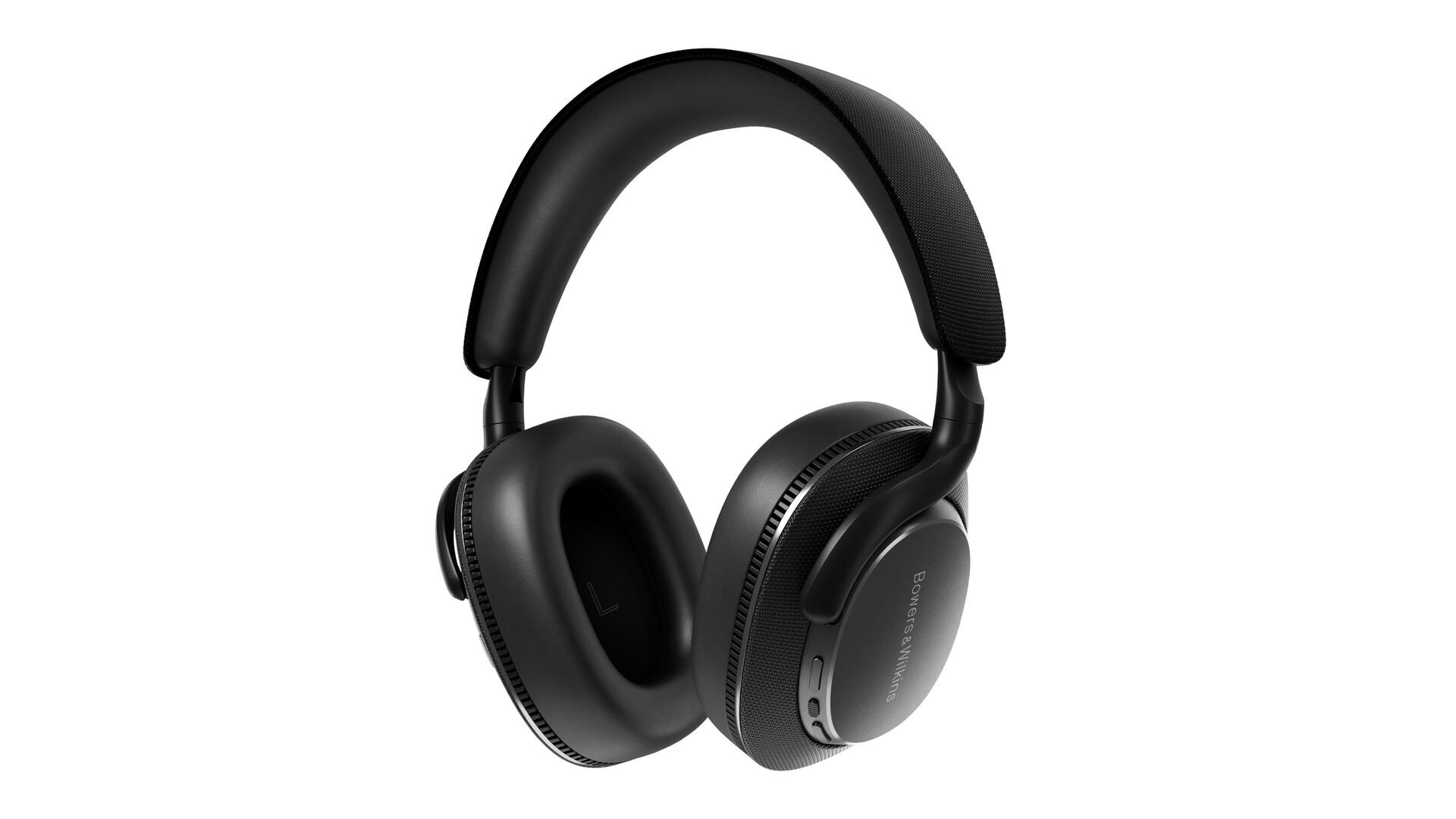 Schwarze Bowers & Wilkins Kopfhörer auf weißem Hintergrund.