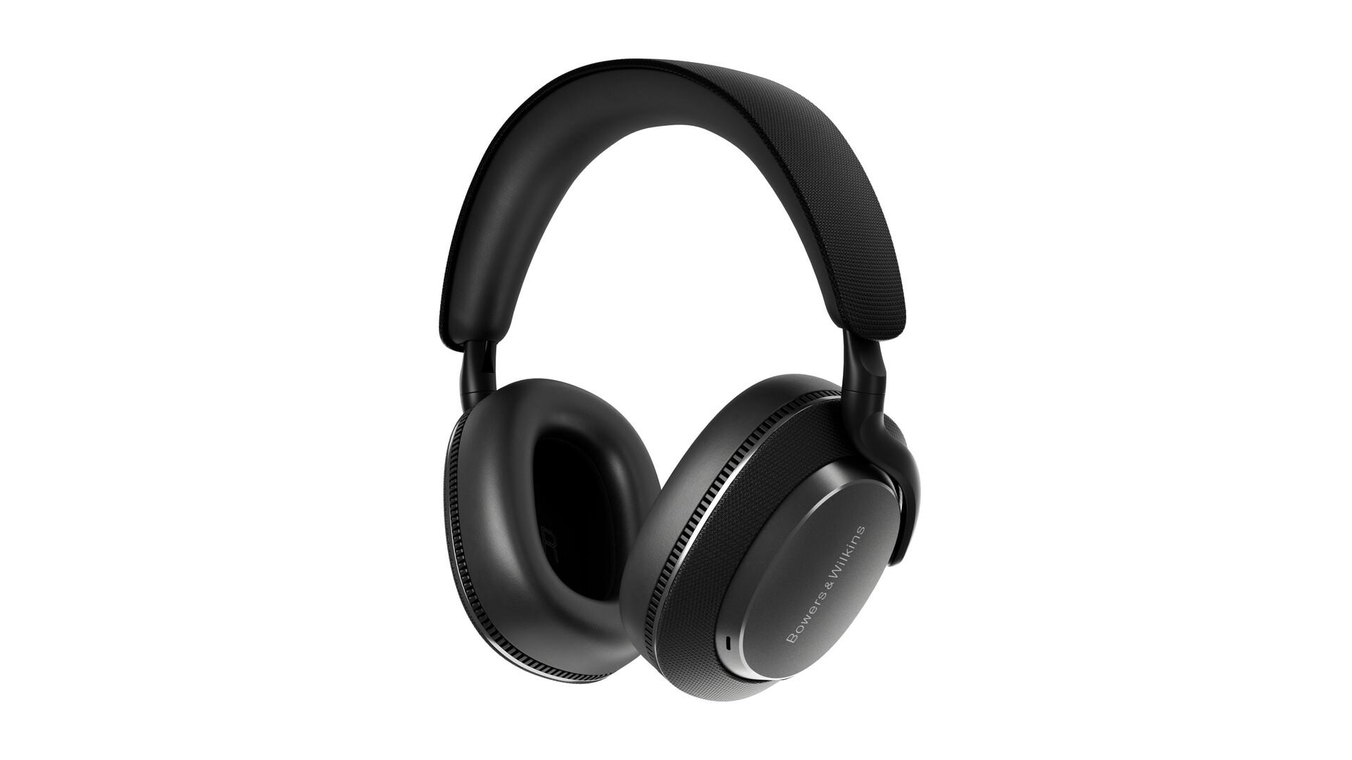 Schwarzer Over-Ear-Kopfhörer auf weißem Hintergrund. Markenname Bowers & Wilkins ist sichtbar.