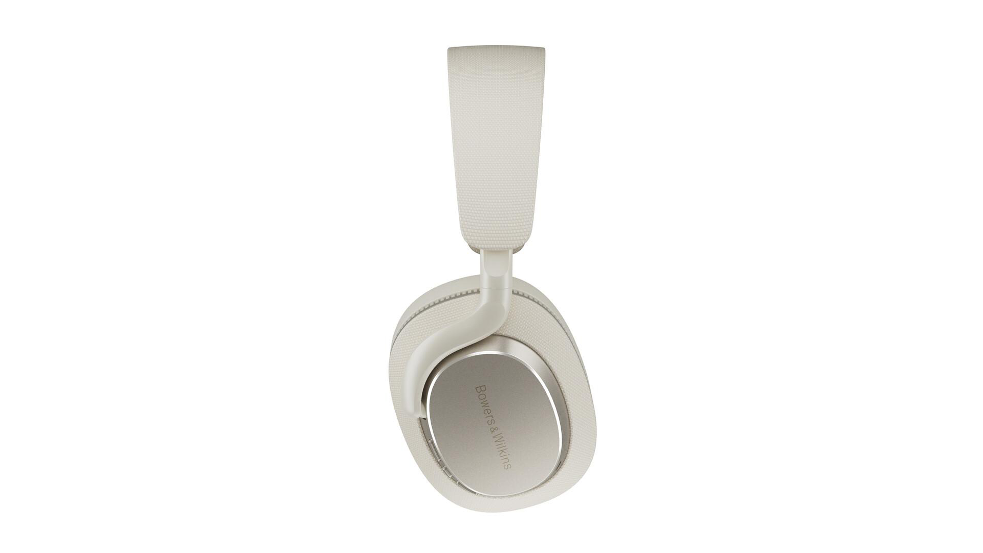 Weiße Bowers & Wilkins Kopfhörer. Das Design umfasst einen Kopfbügel und Ohrmuscheln.