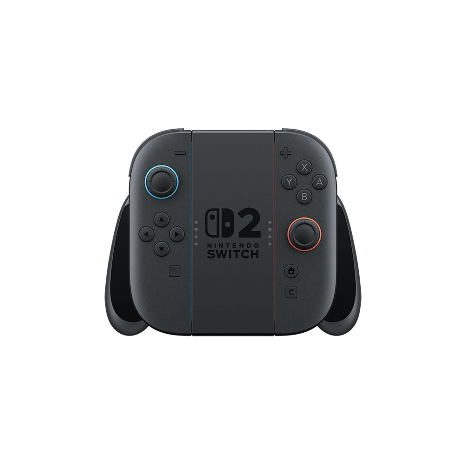 Black Nintendo Switch controller with red and blue buttons. It has a Nintendo Switch logo.
