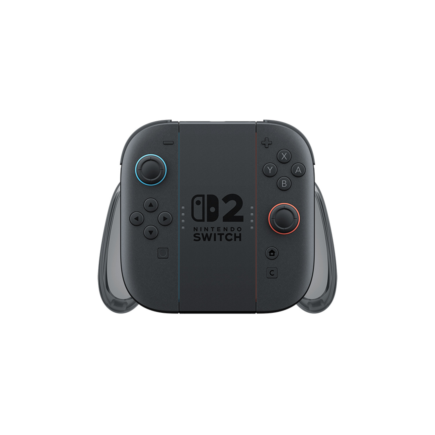 A black Nintendo Switch controller, showing buttons and directional pads.