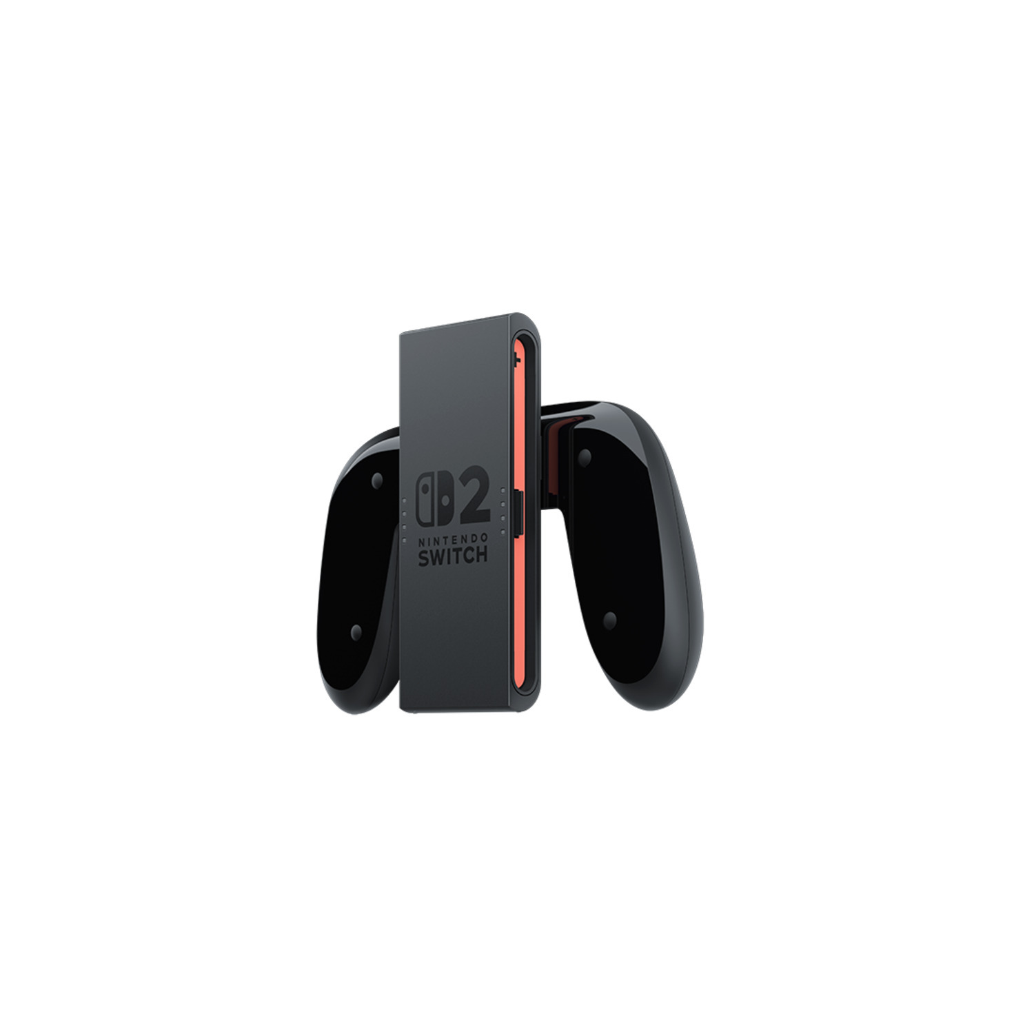 A black Nintendo Switch with controllers attached, placed horizontally.