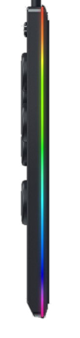 Czarny kontroler z kolorowym paskiem świetlnym LED z boku.