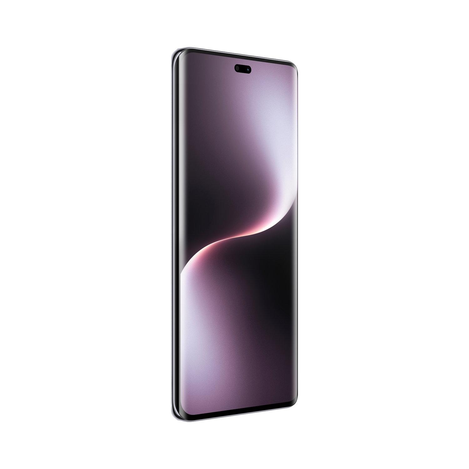 Smartphone, sleek design with a curved screen, on white background.