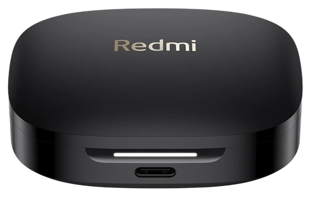 Czarne etui ładujące słuchawek Redmi z portem USB-C.