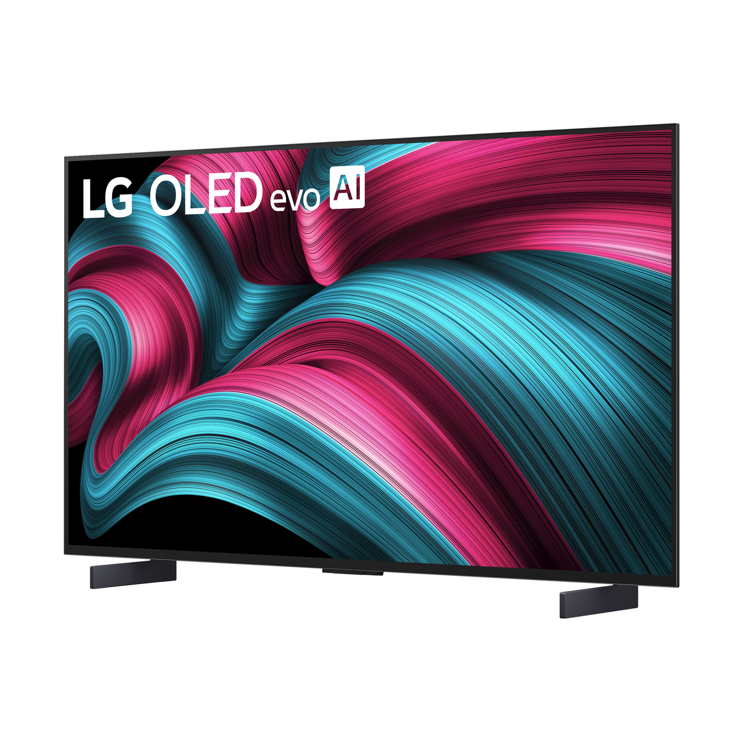 Un grande televisore con un display artistico astratto colorato.