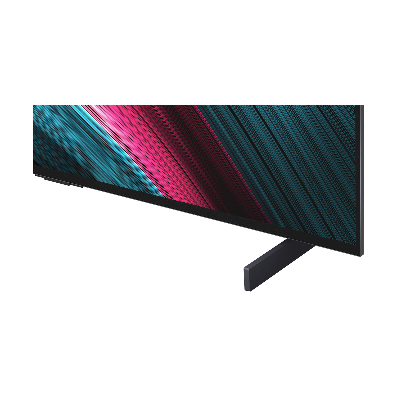 Una TV con un'esposizione d'arte astratta e colorata.