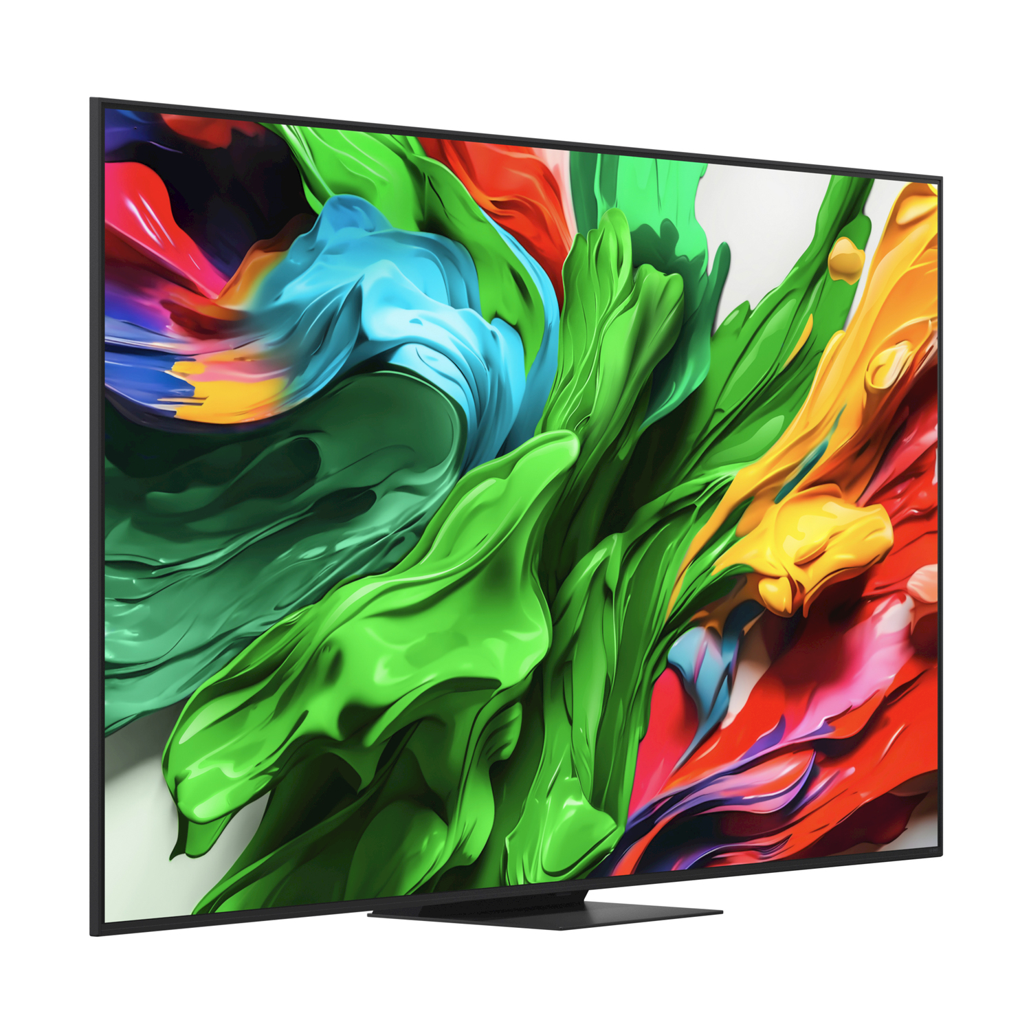 Uno schermo TV che mostra pennellate astratte e colorate.