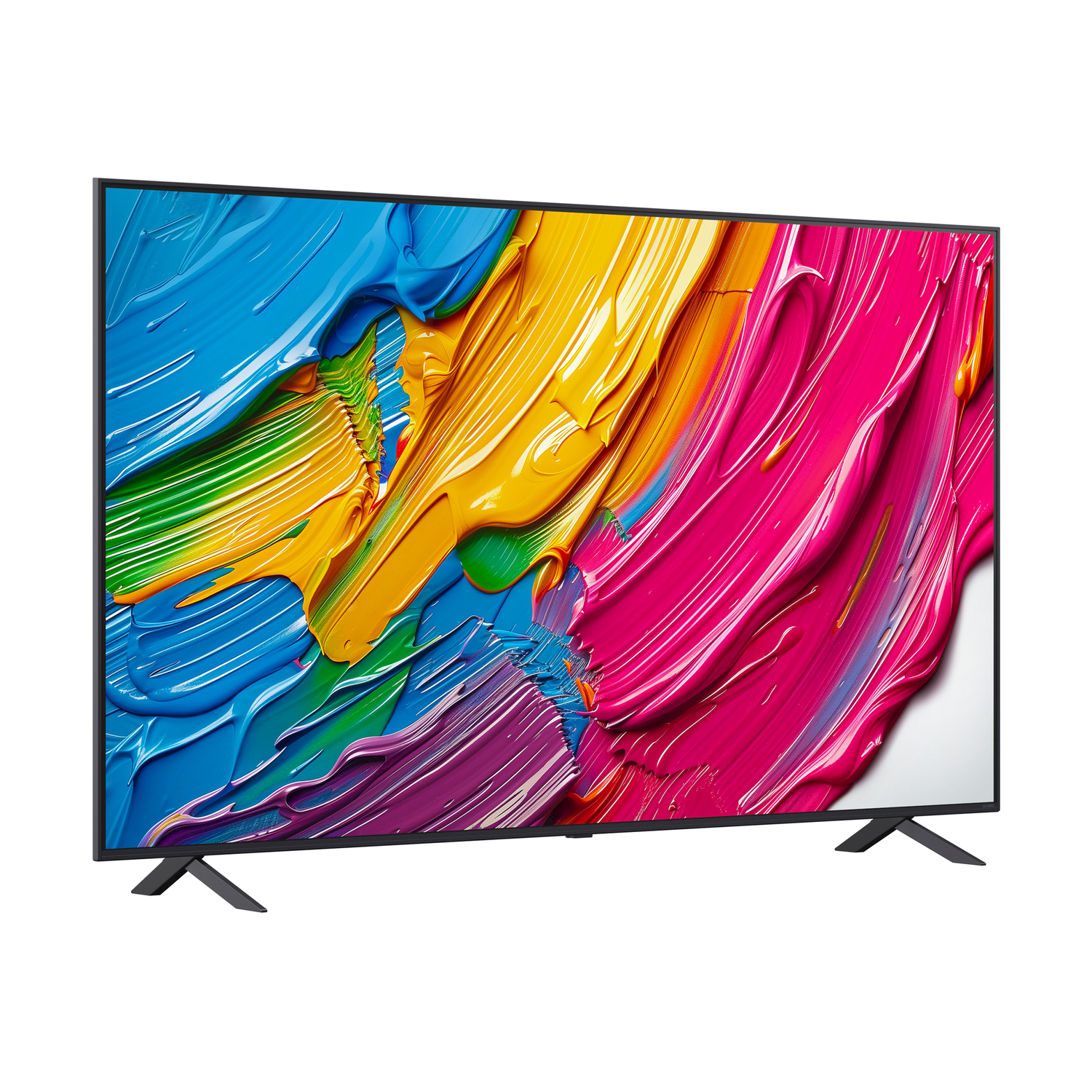 TV Hisense con opere d'arte di pittura astratta colorate sullo schermo.