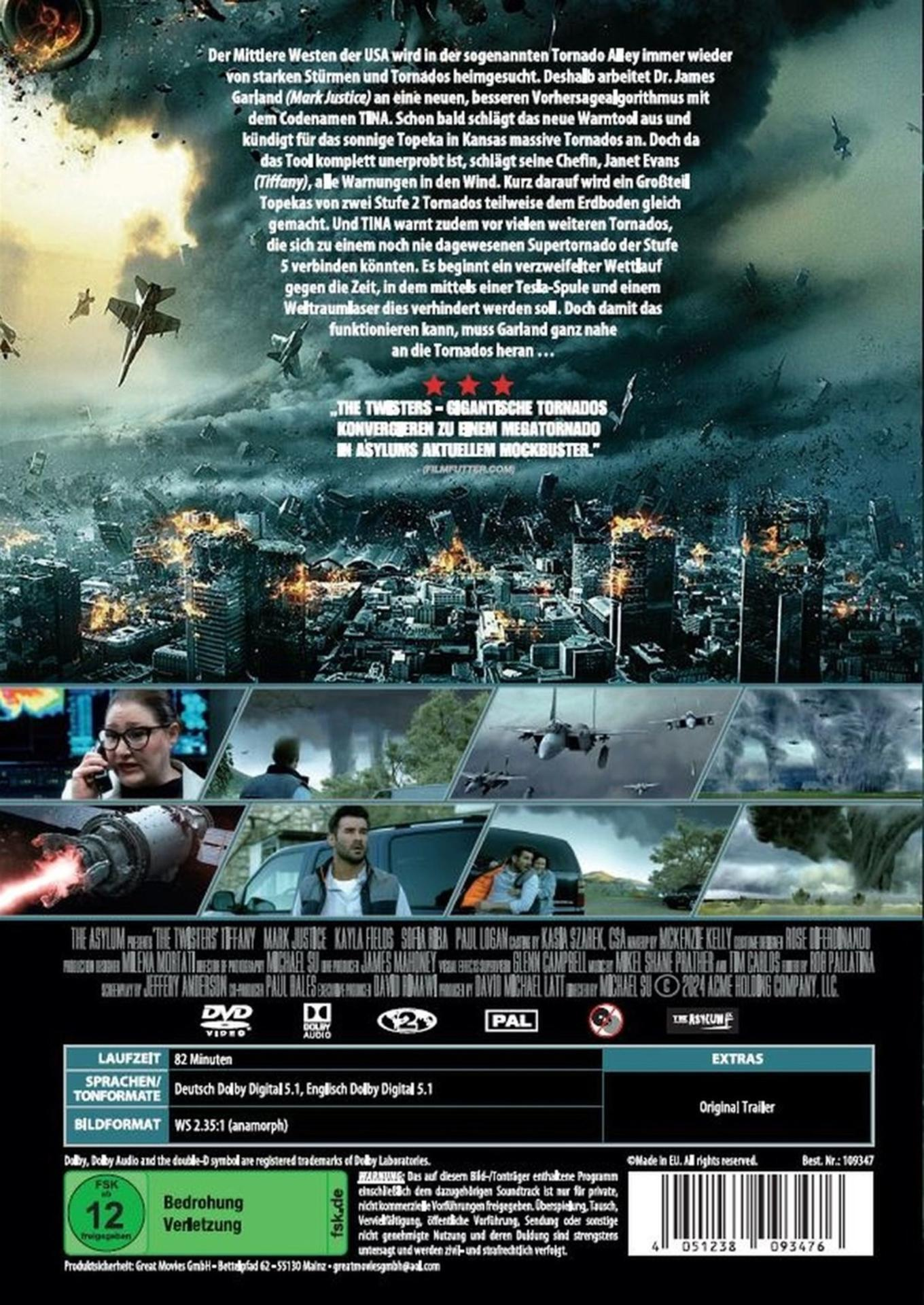 Rückseite einer DVD-Hülle mit Filmdetails und Bildern. Enthält Text und Schauspielerinfo.