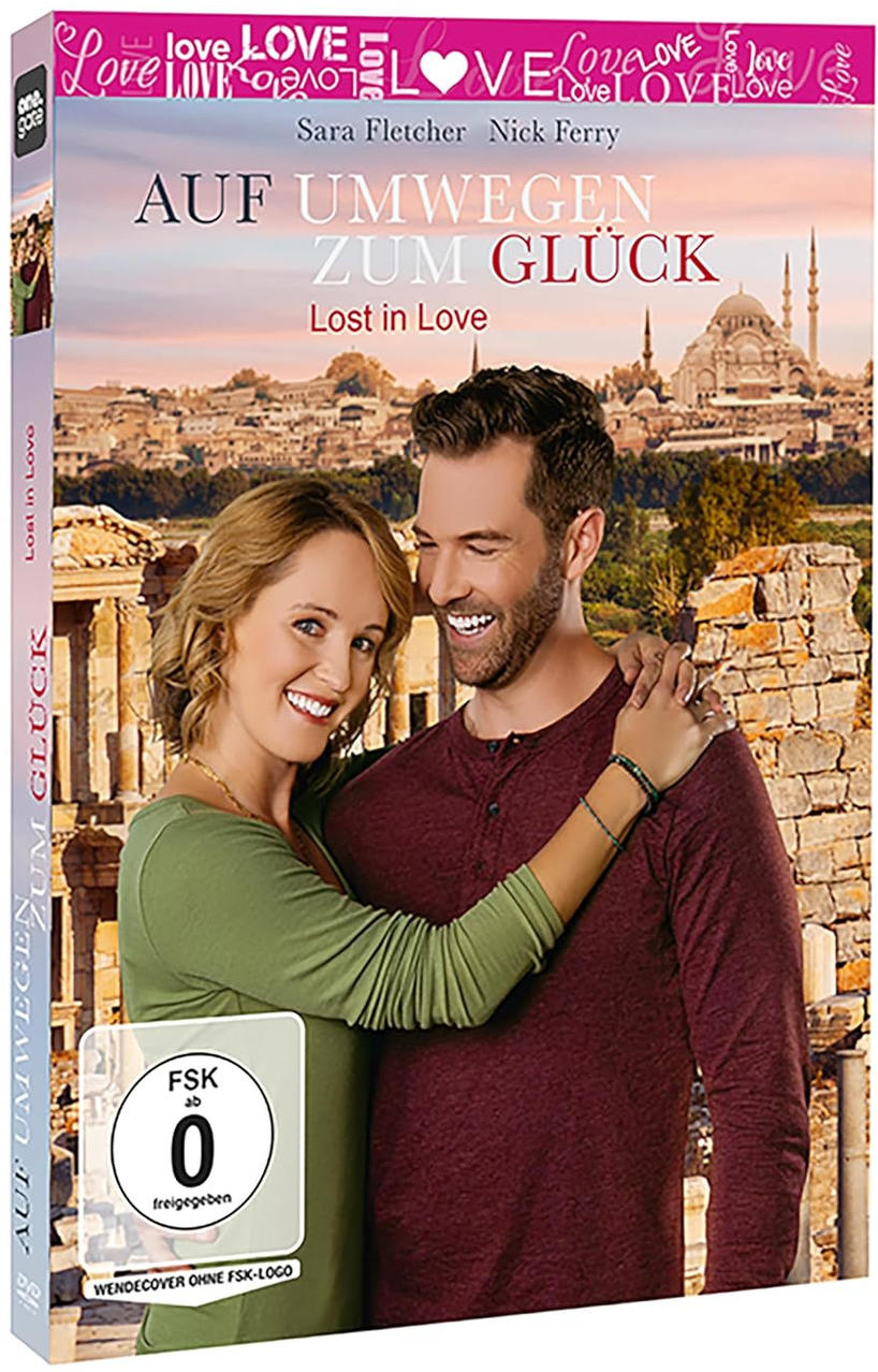 Film-DVD-Cover mit lächelndem Paar, Stadtkulisse und deutschem Text.
