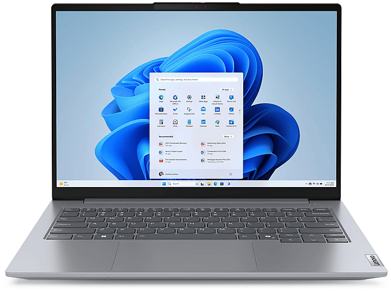 LENOVO - B2B ThinkBook 14, Business Notebook, mit 14 Zoll Display, Intel Core Ultra 5 125U Prozessor, 16 GB RAM, 512 GB SSD, Intel Core Onboard Graphics, Arctic Grey, Windows 11 Pro