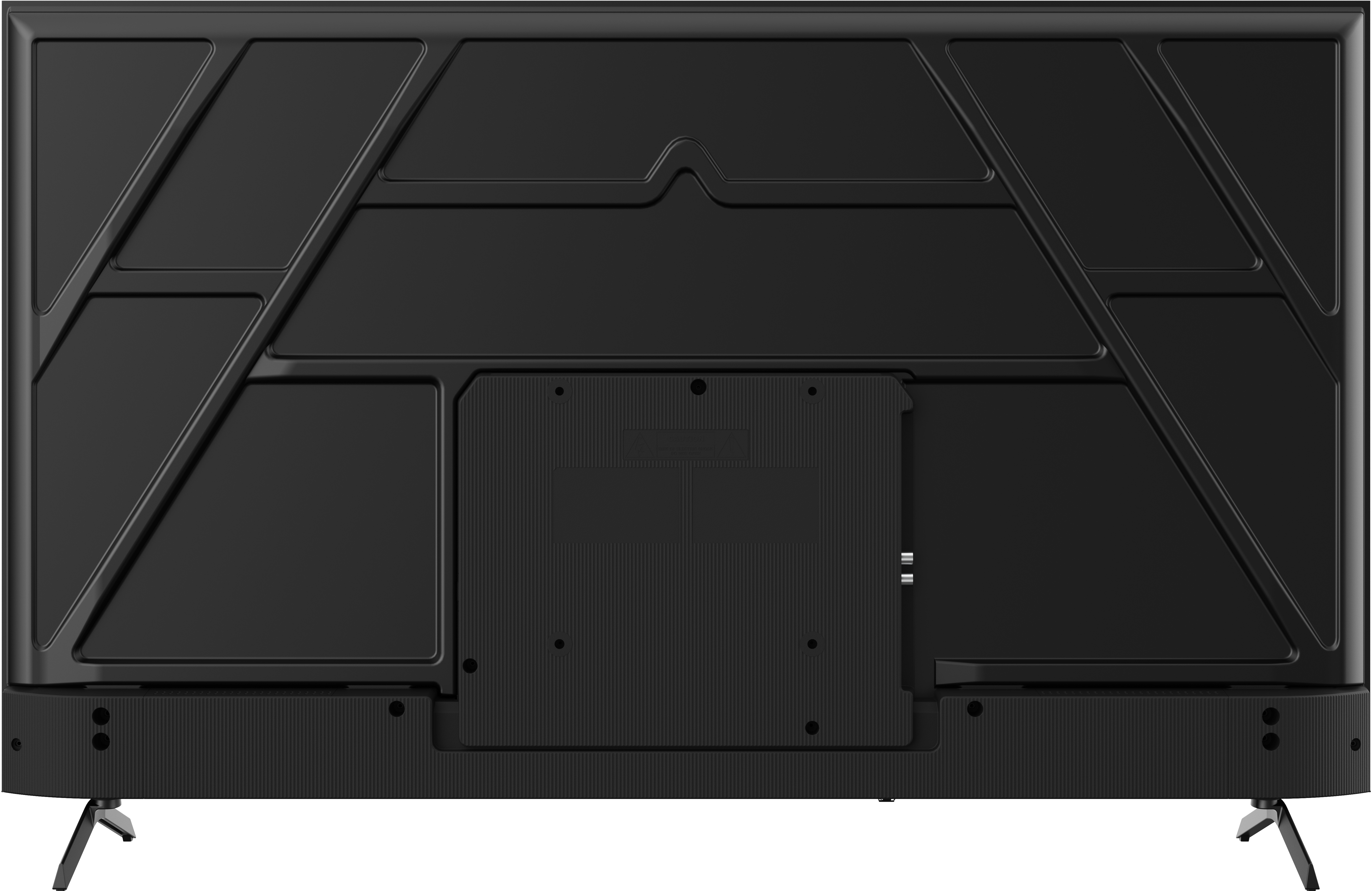 Vue arrière d'un écran de télévision avec une surface noire texturée.