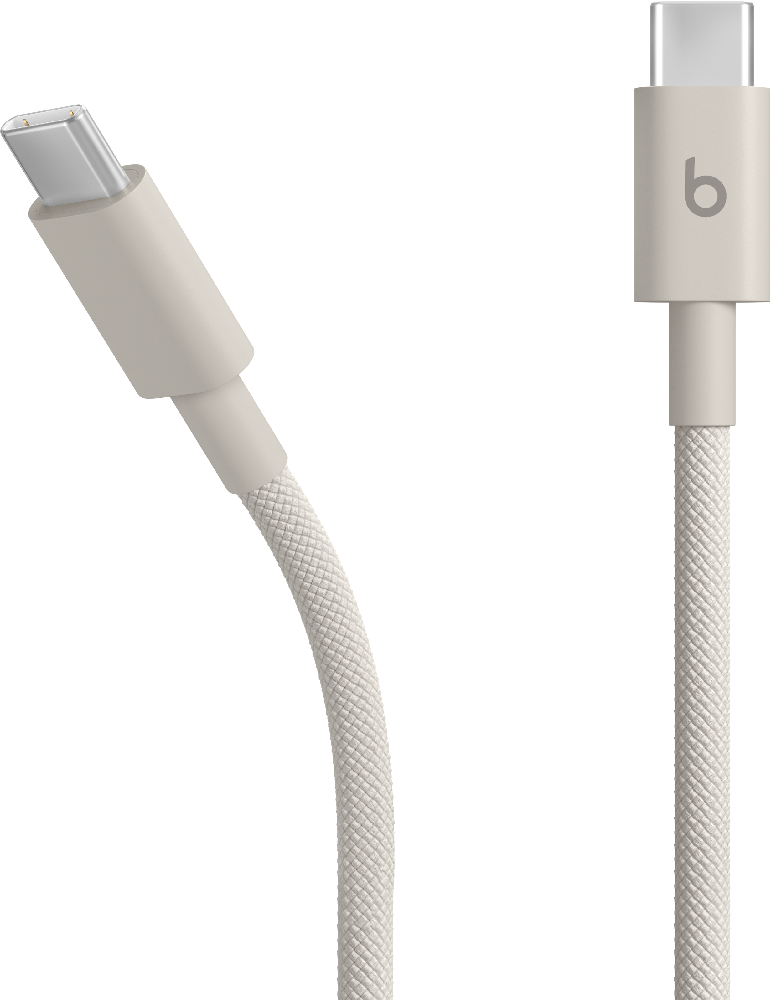 Beats USB-C-zu-USB-C-Kabel mit beige geflochtenem Kabel.