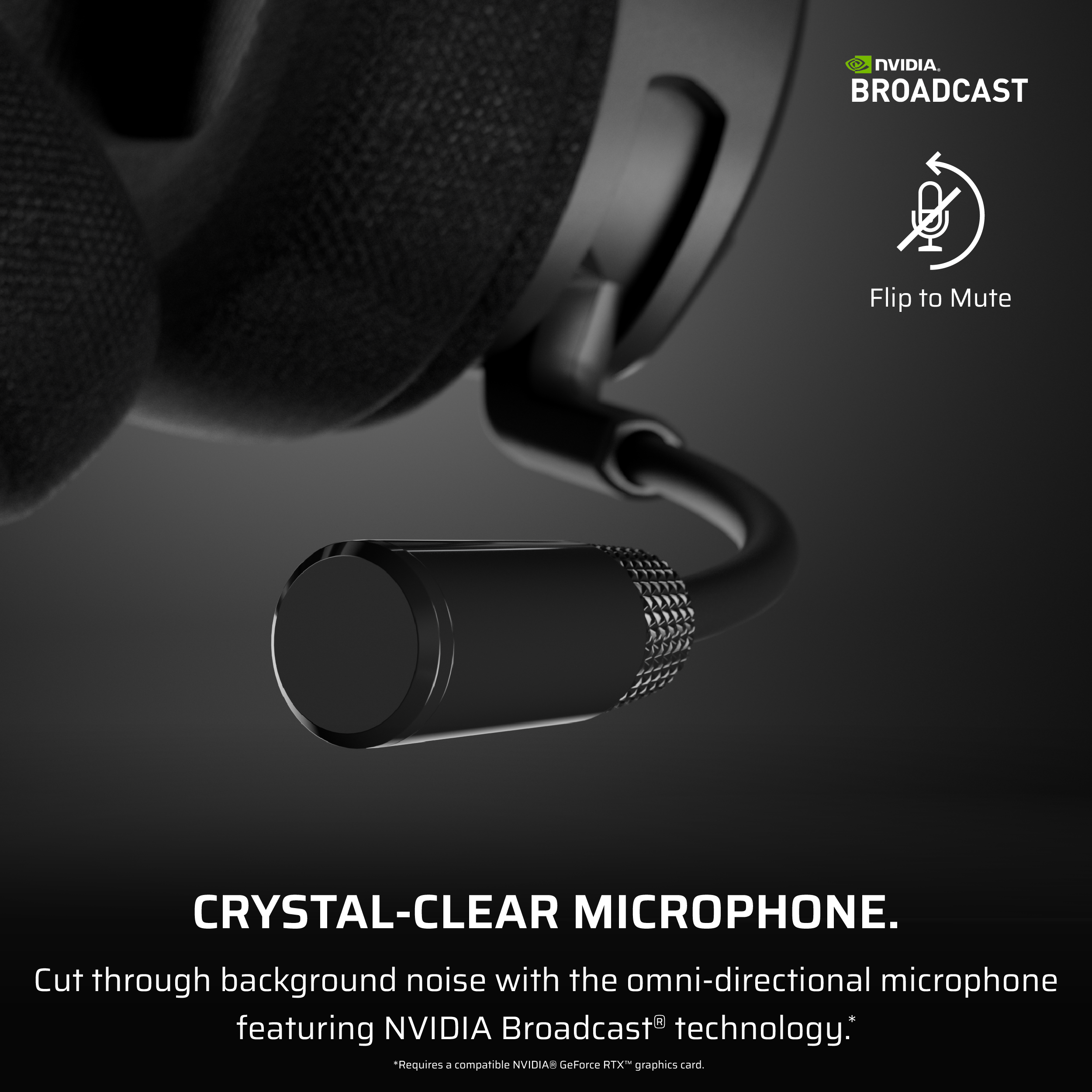 Nahaufnahme eines Headsets mit kristallklarem Mikrofon.