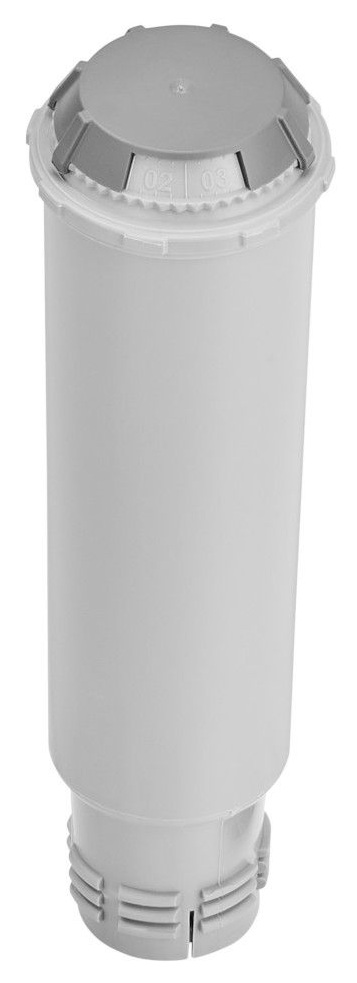Biały wkład filtra wody, kształt cylindryczny, z szarą górą pokazującą liczby 02 i 03.